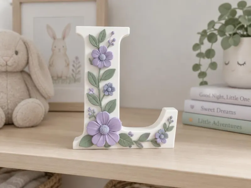 3D-Vorschau: 3D-Buchstabe mit Blüten