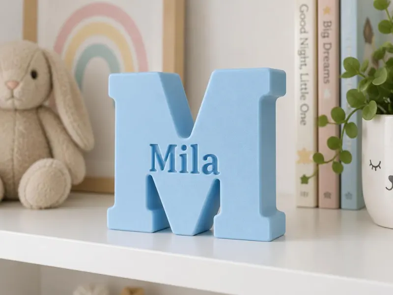 3D-Vorschau: 3D-Buchstabe mit vertieftem Namen