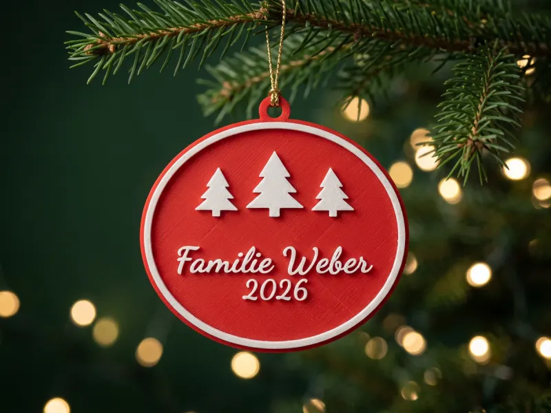 3D-Vorschau: Christbaum-Anhänger mit Name und Jahr