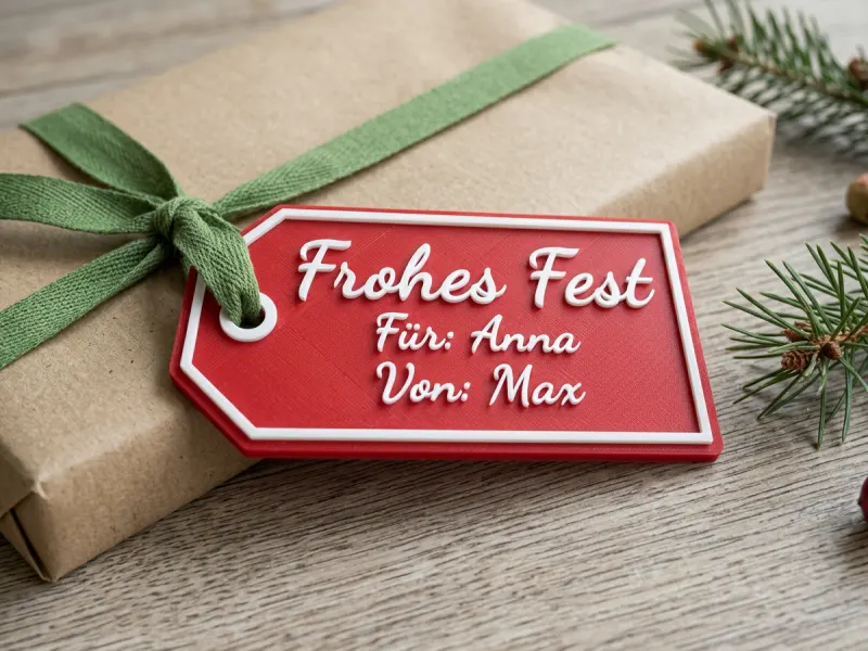 3D-Vorschau: Geschenkanhänger „Frohes Fest“