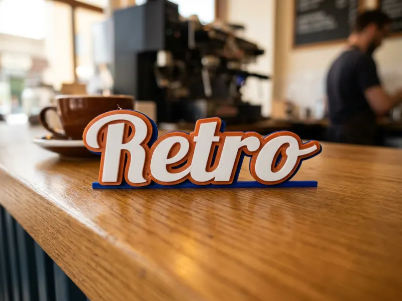 3D-Vorschau: Retro-Schriftzug in 3 Farben