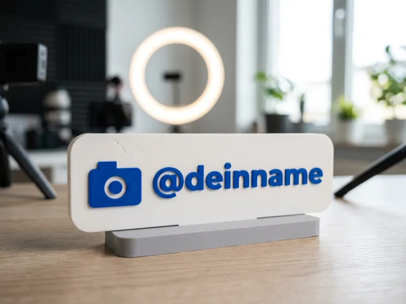 3D-Vorschau: Social-Handle-Schild mit Symbol