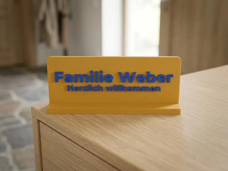 3D-Vorschau: Zweizeiliges Schild mit Sockelleiste